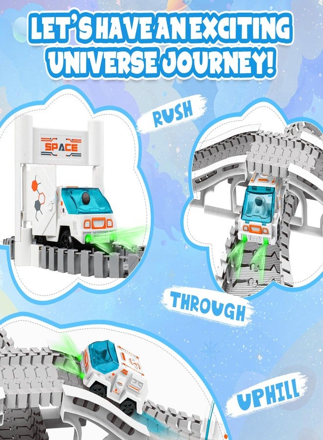 KIZJORYA Construction Race Track, Space Train Track Set, 205 PCS DIY Flexible Tracks Play Set for Boys 4-7 with Light up Space Car Station Astronaut, for Toddlers Kids Girls 3-12 - Image 5